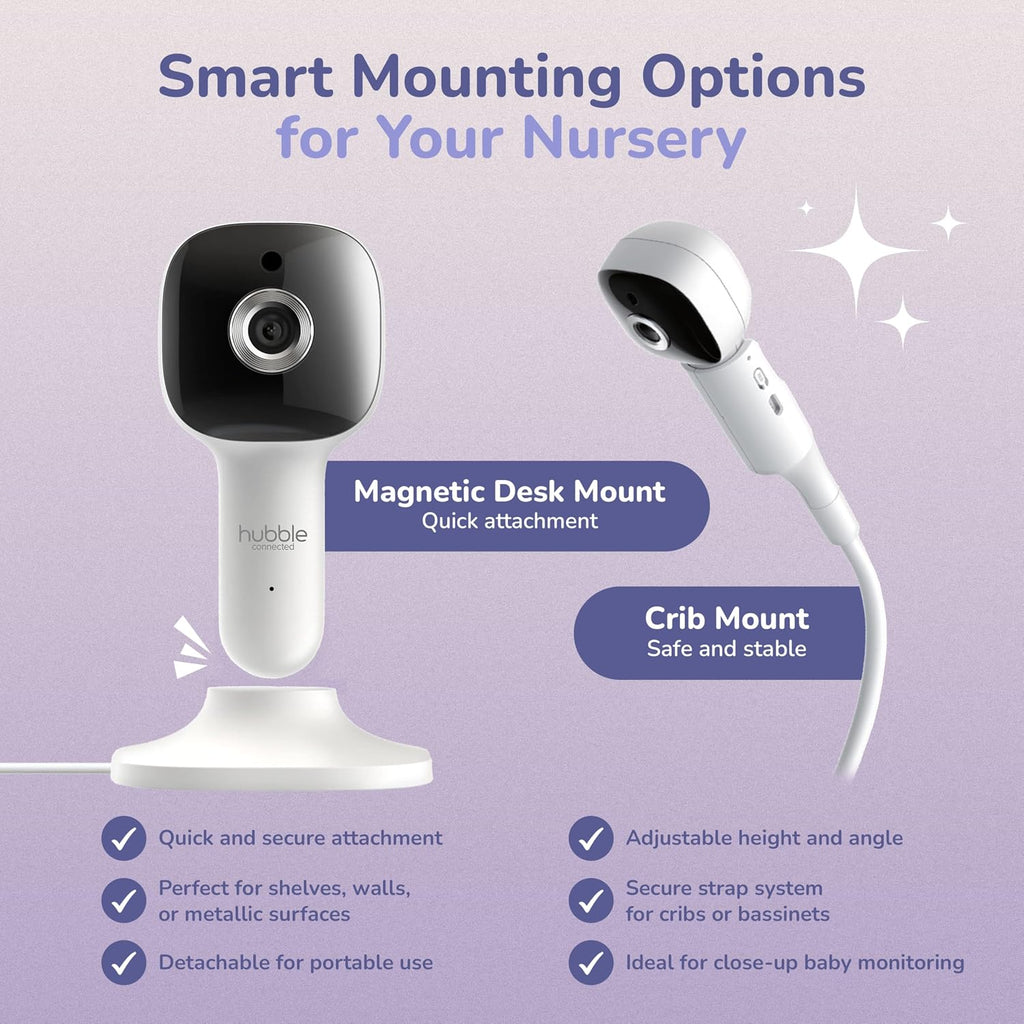 HUBBLE CONNECTED Nursery Pal Skyview Baby Monitor — 5in HD Baby Monitor with Camera and Audio, Remote Access via Smart Device, 7-Color Night Light, Sleep Trainer & Soother — Complete Nursery System