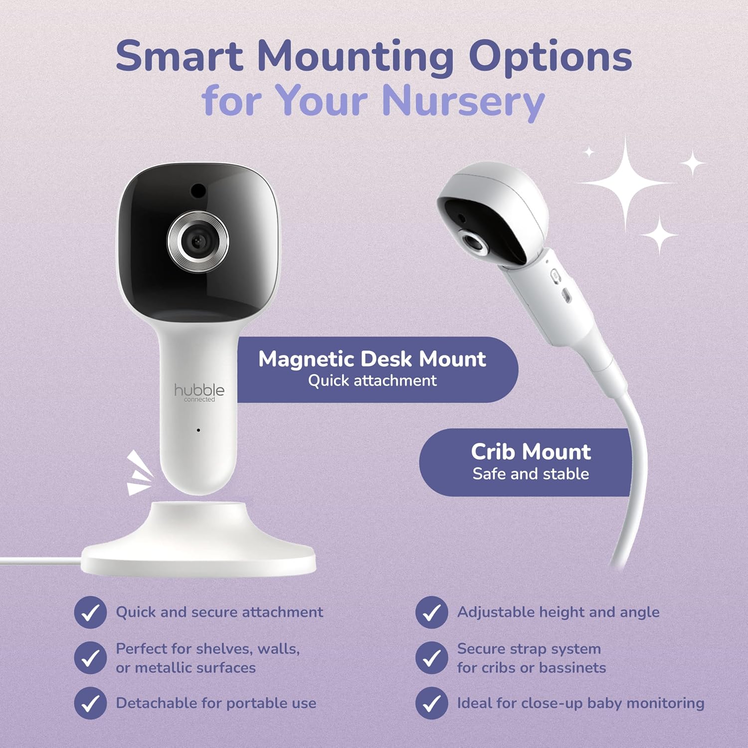 HUBBLE CONNECTED Nursery Pal Skyview Baby Monitor — 5in HD Baby Monitor with Camera and Audio, Remote Access via Smart Device, 7-Color Night Light, Sleep Trainer & Soother — Complete Nursery System