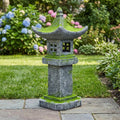 31.5''High Japanese Pagoda Statue Moss-Covered Retro Miniature Tower Lantern Garden Decoration Figurines Outdoor Asian Decoration Zen Courtyard Landscape…