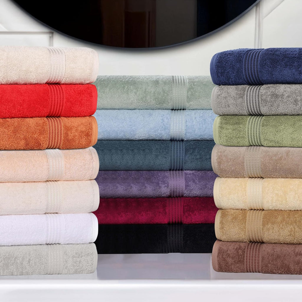 Superior Egyptian Cotton 12-Piece Towel Set, Assorted Towels for Home Bathroom, Guest Bath Decor Essentials, Includes 4 Bath, 4 Hand, 4 Face Towels/Washcloths, Quick Dry, Absorbent - Peach