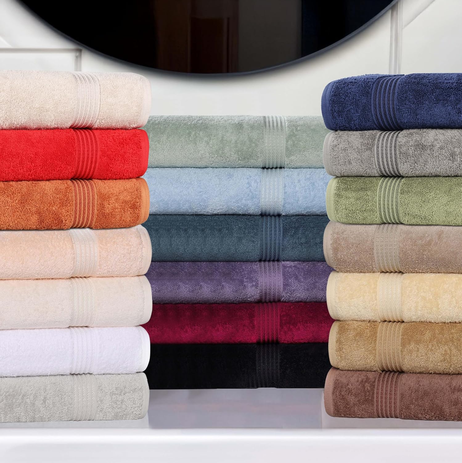 Superior Egyptian Cotton 12-Piece Towel Set, Assorted Towels for Home Bathroom, Guest Bath Decor Essentials, Includes 4 Bath, 4 Hand, 4 Face Towels/Washcloths, Quick Dry, Absorbent - Peach