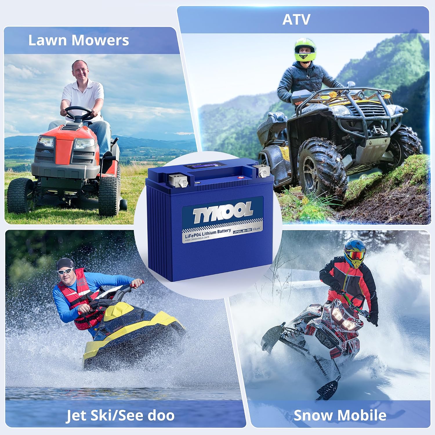 TYKOOL LFP20L-BS-PRO Lithium Motorcycle Battery, Replaces GYZ20L GYZ20HL YTX20HL-BS, 600CCA 12Ah Fits for Harley Road Glide Street Glide Softail,Sea-Doo 1500cc GT Series Yamaha 1800cc, Digital Readout