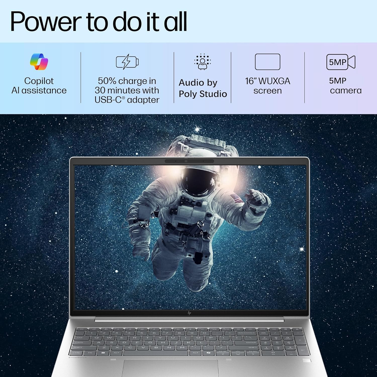 HP 2026 EliteBook 16' Business Laptop, AMD Ryzen 5 200 Copilot AI PC, 16GB DDR5 RAM, 512GB PCIe SSD, FHD+, Enterprise Security, Fast Charging, WiFi 6E, Backlit KB, Fingerprint Reader, Windows 11 Pro