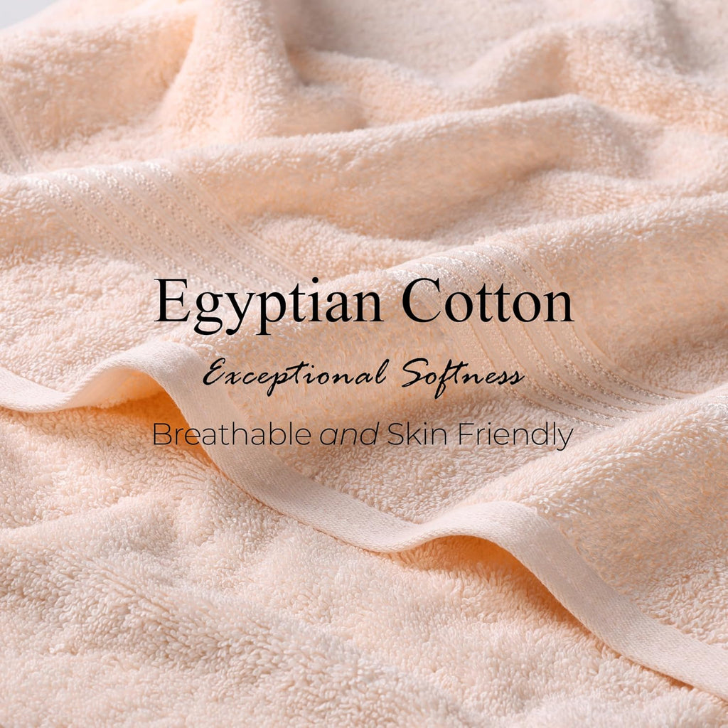 Superior Egyptian Cotton 12-Piece Towel Set, Assorted Towels for Home Bathroom, Guest Bath Decor Essentials, Includes 4 Bath, 4 Hand, 4 Face Towels/Washcloths, Quick Dry, Absorbent - Peach