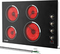 30 Inch Electric Cooktop - 4 Burner Built-in(29.13'x19.3') Ceramic Stove Top 6700W, 240V Electric Cooktop 30' Touch and Knob Control, Child Lock, Dual Ring, 99 Mins Timer, 220V Hard Wired