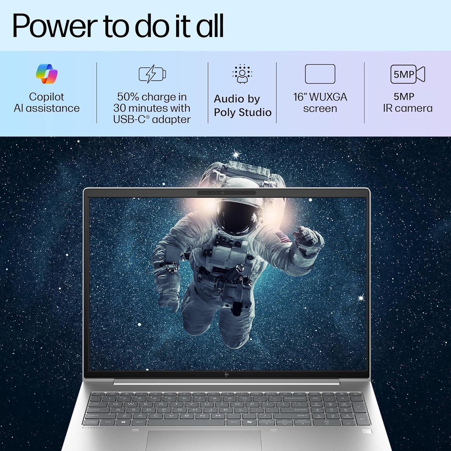 HP EliteBook Laptop Computer for Business with Copilot AI, Intel Core Ultra 7 255U (12C/14T), 64GB DDR5 RAM, 1TB SSD, 16' FHD+, Fingerprint Reader, Thunderbolt 4, Silver, Windows 11 Pro