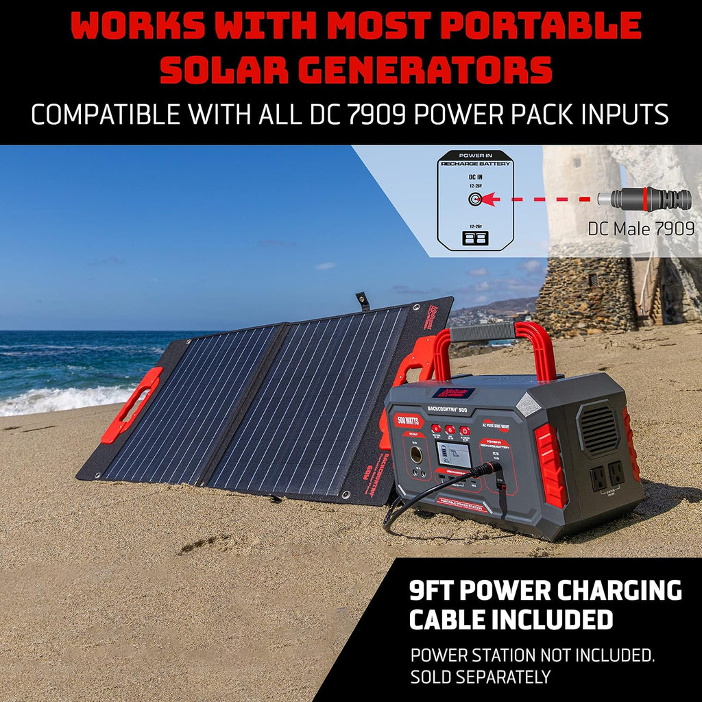 Backcountry Portable Solar Panels, 110W or 60W - IP65 Water Resistant Solar Charger with 3 USB Ports for Phones and DC Out for Power Stations