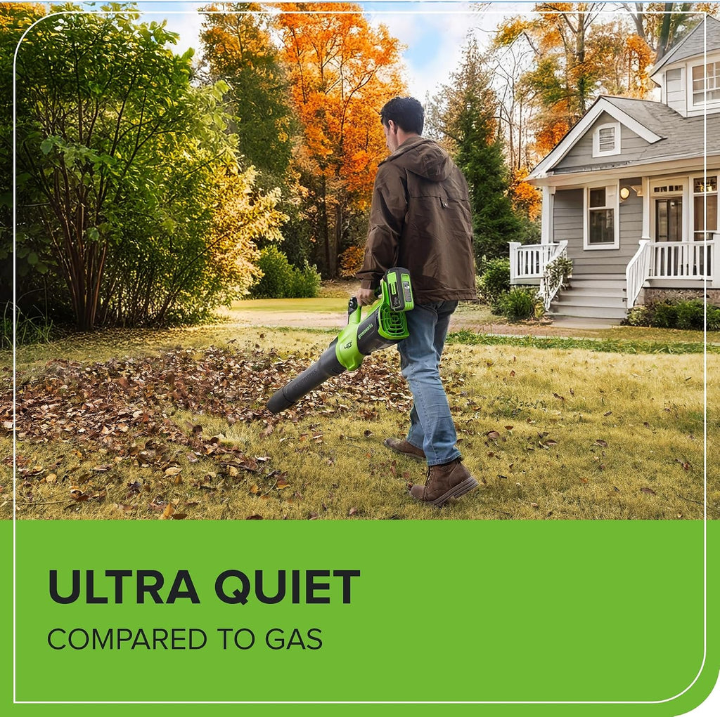Greenworks 40V (730 CFM / 190 MPH) Cordless Leaf Blower with High Power Brushless Motor, Lightweight Backyard Cleaner for Fast Debris Removal, Includes 5.0Ah Battery & 5A Rapid Charger