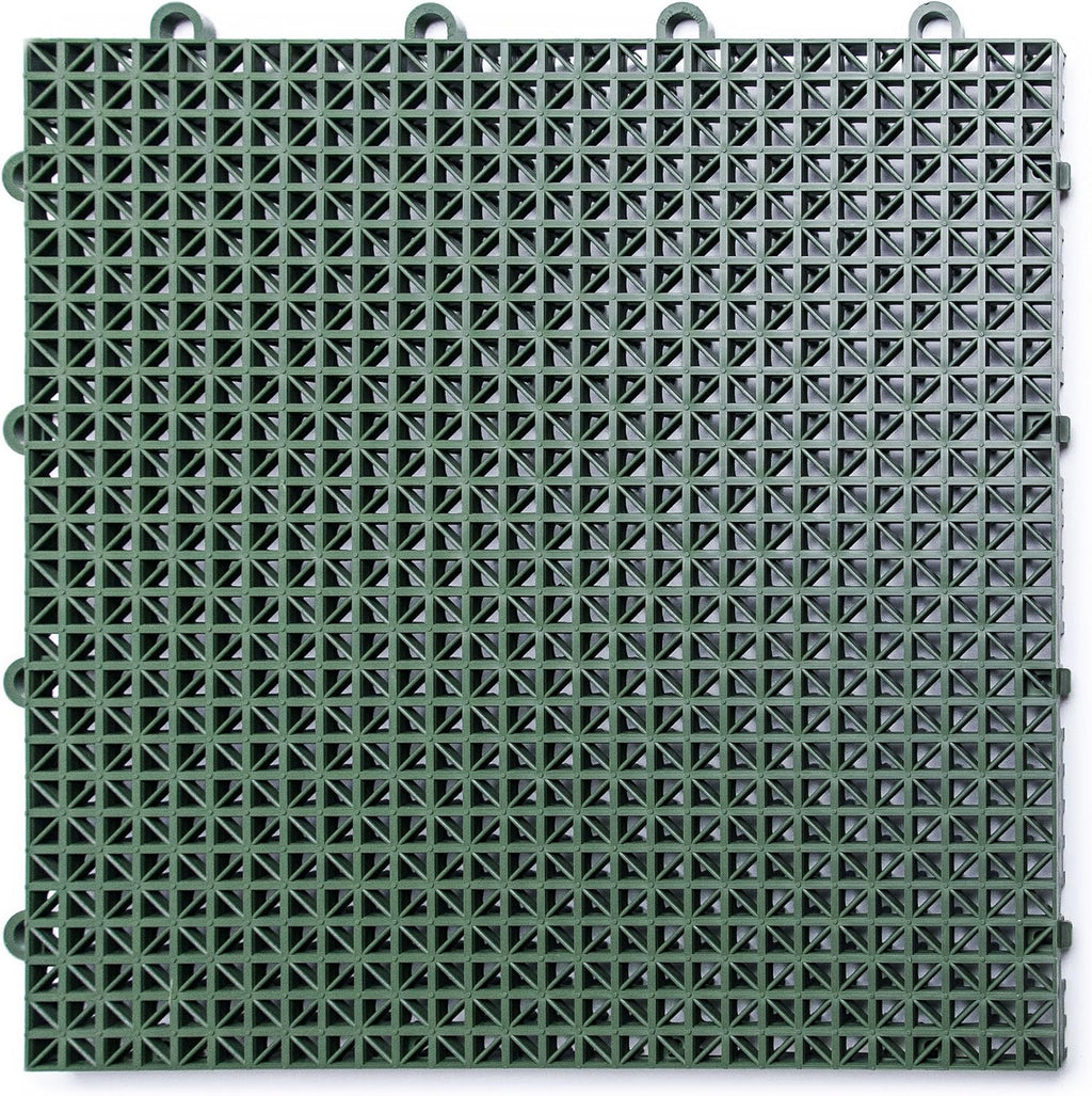 Big Floors DuraGrid Deck Tiles, Interlocking Outdoor Tiles for Patio, Self-Draining, UV-Resistant, Water-Resistant Modular Flooring, Easy Install, 40 Pack, Green