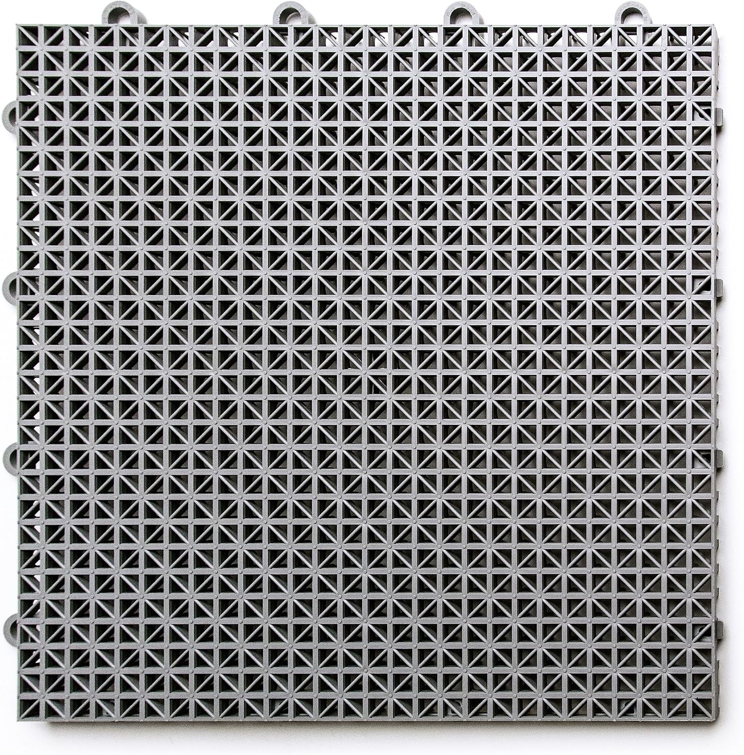 Big Floors DuraGrid Deck Tiles, Interlocking Outdoor Tiles for Patio, Self-Draining, UV-Resistant, Water-Resistant Modular Flooring, Easy Install, 40 Pack, Gray