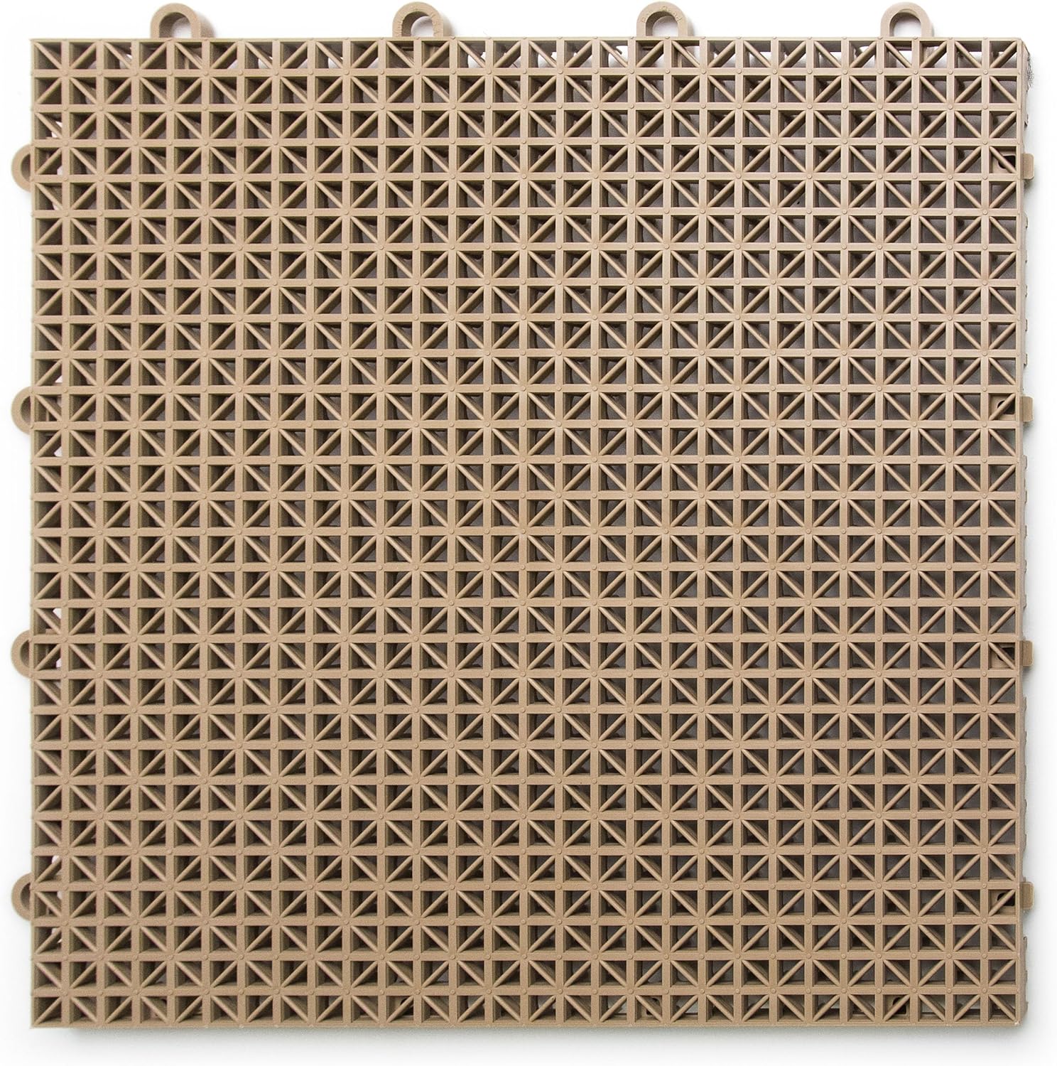 Big Floors DuraGrid Deck Tiles, Interlocking Outdoor Tiles for Patio, Self-Draining, UV-Resistant, Water-Resistant Modular Flooring, Easy Install, 40 Pack, Beige
