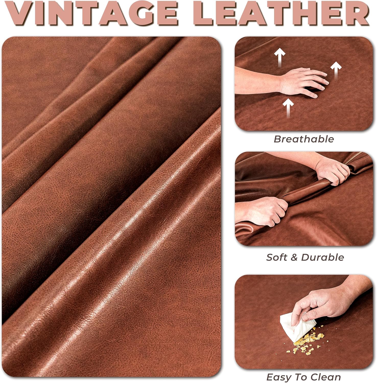 Large Leather Dog Bed Couch for Large and Medium Dogs Under 70 lbs, Brown Luxurious Vintage Elevated Dog Sofa Chaise Indoor Furniture Style Pet Supplies Low Maintenance